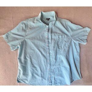 George Mens 3X Short-Sleeve Button-Down Light Blue Cotton Shirt Chest Pocket